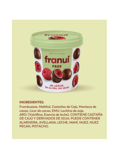 Franuí Free | Frambuesas Bañadas Sin Azúcar y Veganas 150g